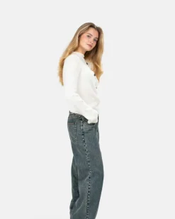 Asymmetrisk Cardigan Cremehvid