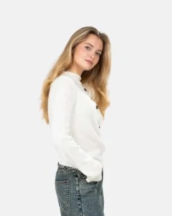 Asymmetrisk Cardigan Cremehvid