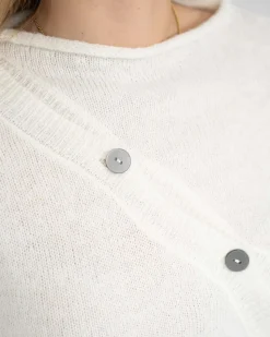 Asymmetrisk Cardigan Cremehvid