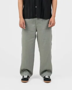 Baggy 100% hørbukser Army