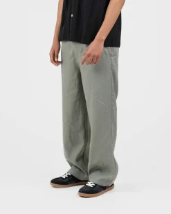 Baggy 100% hørbukser Army