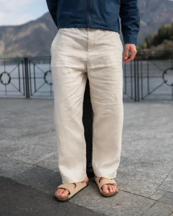 Baggy 100% hørbukser Beige