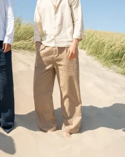 Baggy 100% hørbukser Mokka