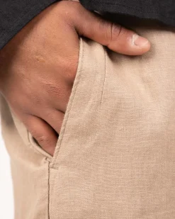 Baggy 100% hørbukser Mokka