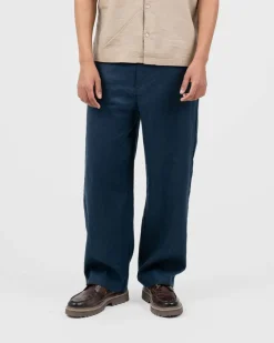 Baggy 100% hørbukser Navy
