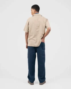 Baggy 100% hørbukser Navy