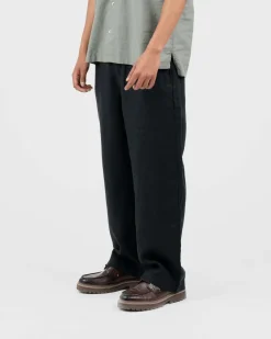 Baggy 100% hørbukser Sort