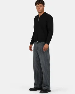 Baggy Denim Jeans Washed Pinstripe