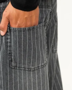 Baggy Denim Jeans Washed Pinstripe