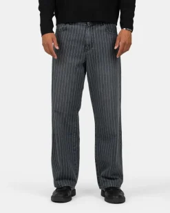 Baggy Denim Jeans Washed Pinstripe