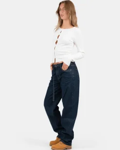 Buttoned Langærmet Top Hvid