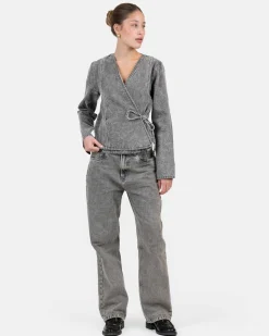 Denim Tie Shirt Washed Grey