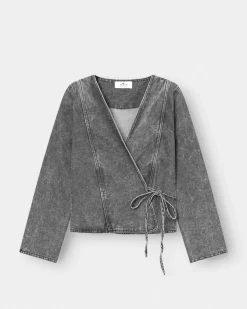 Denim Tie Shirt Washed Grey