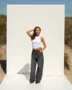 Extra Baggy Denim Jeans Washed Pinstripe