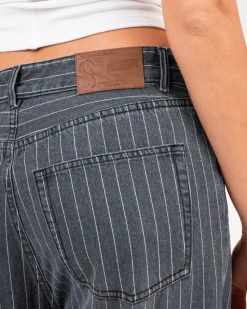 Extra Baggy Denim Jeans Washed Pinstripe