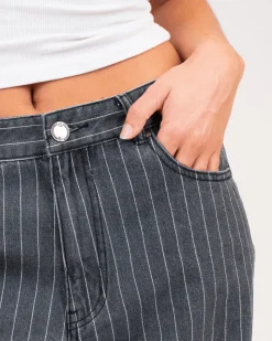 Extra Baggy Denim Jeans Washed Pinstripe