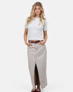 Front Slit Skirt Light Grey