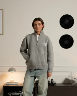 Full-zip Sweater Light grey