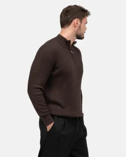 Half Zip Strik Brun