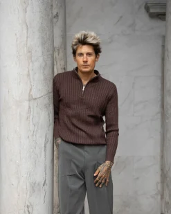 Half Zip Strik Brun