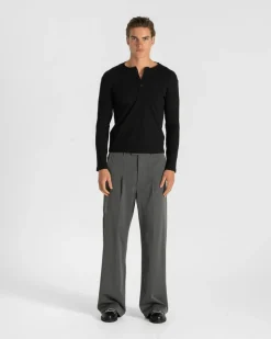 Henley Long Sleeve Black