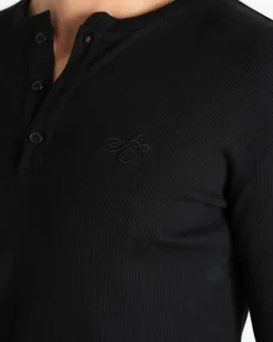 Henley Long Sleeve Black