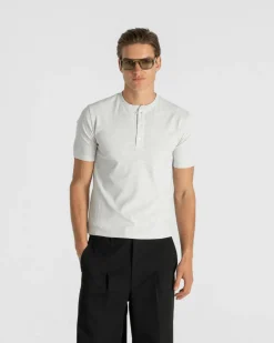 Henley Short Sleeve Heather Grey