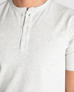 Henley Short Sleeve Heather Grey
