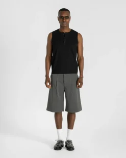 Henley Tank Top Black