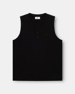 Henley Tank Top Black