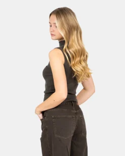 Highneck knitted Top Grå