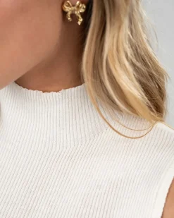 Highneck knitted Top Hvid