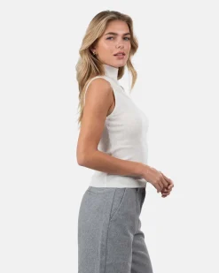 Highneck knitted Top Hvid