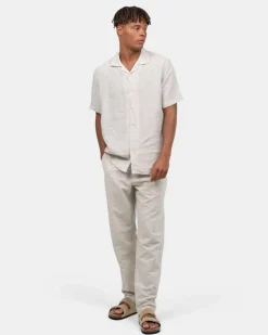 Kortærmet Hørskjorte Beige