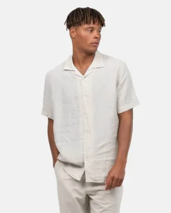 Kortærmet Hørskjorte Beige