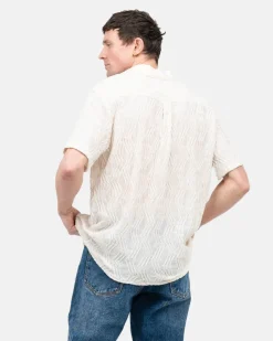 Kortærmet Jacquard Skjorte Cremehvid