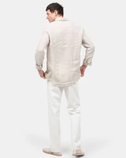 Langærmet Hørskjorte Beige