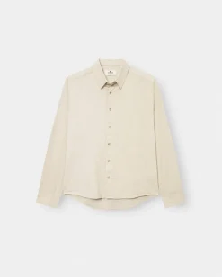 Langærmet Hørskjorte Beige