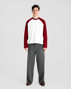 Raglan Longsleeve T-shirt White/Bordeaux