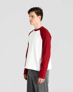 Raglan Longsleeve T-shirt White/Bordeaux