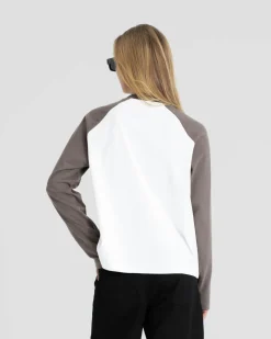 Raglan Longsleeve T-shirt White/Grey dame