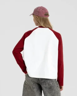 Raglan Longsleeve T-shirt White/Bordeaux dame