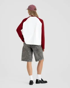Raglan Longsleeve T-shirt White/Bordeaux dame