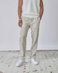 Regular 100% Hørbukser Beige