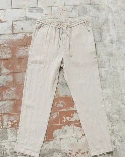 Regular 100% Hørbukser Beige