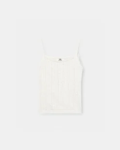 Strap Pointelle Top White