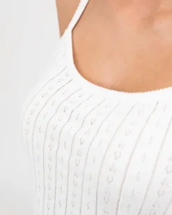 Strap Pointelle Top White