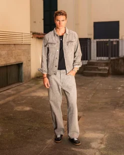 Textured Denim Jacket Grey