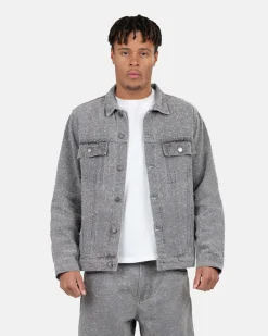 Textured Denim Jacket Grey