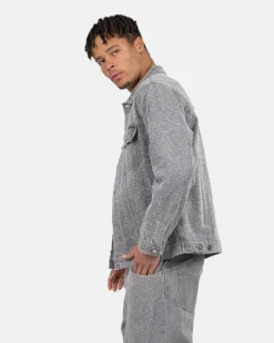 Textured Denim Jacket Grey